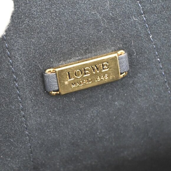 LOEWE Logo Anagram Shoulder Hand Tote Bag Leather Navy Blue GHW Spain - Picture 13 of 16